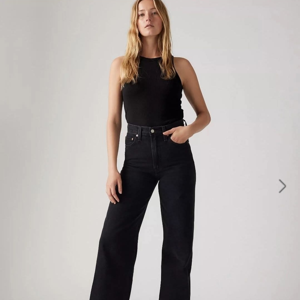 Levi's Black Flare Wide Leg Jeans High-Waisted